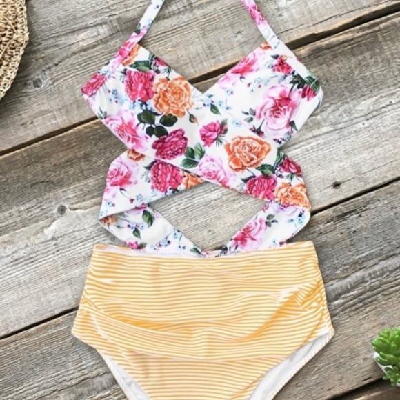 Cupshe Other - Floral Wrap One-Piece Swimsuit